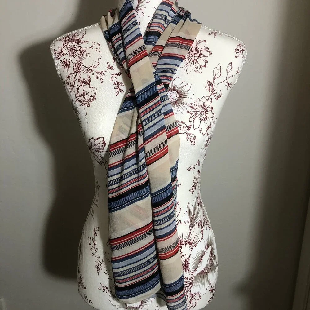 Timeless Neutral Stripe Scarf Wrap — Classic Everyday Luxury